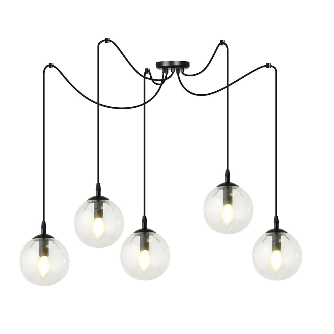 Loftlampe GIGI 5 BL Gennemsigtig - Sort - Nordic Unique