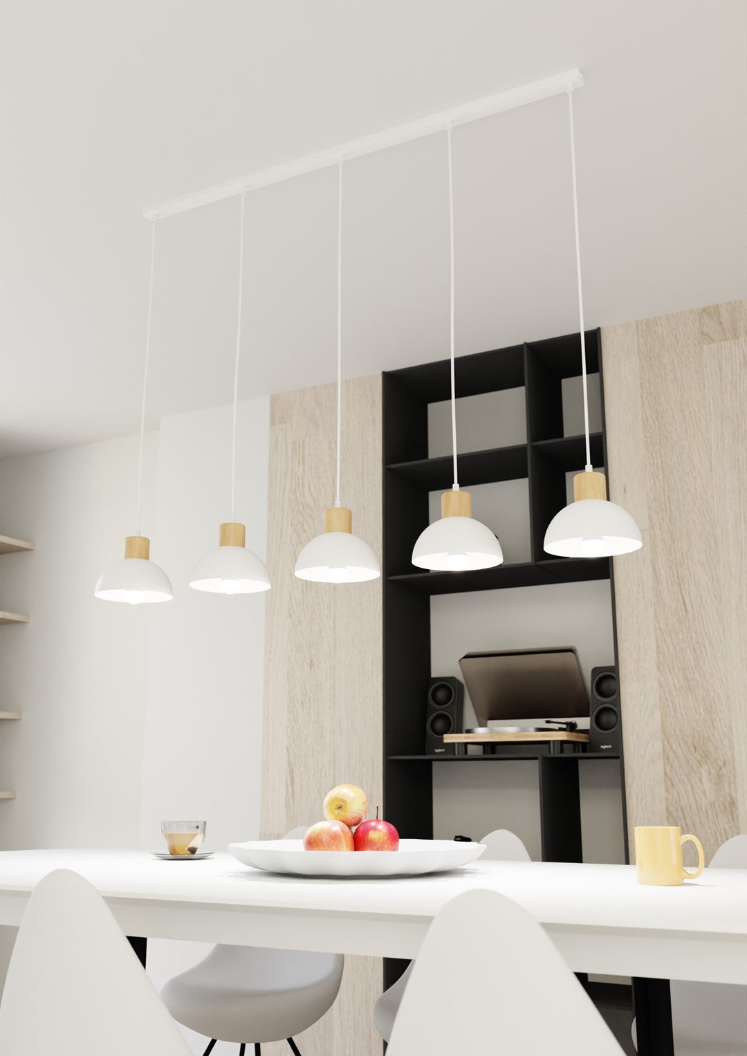 Loftlampe SECO 5 - Hvid / Træ - Nordic Unique