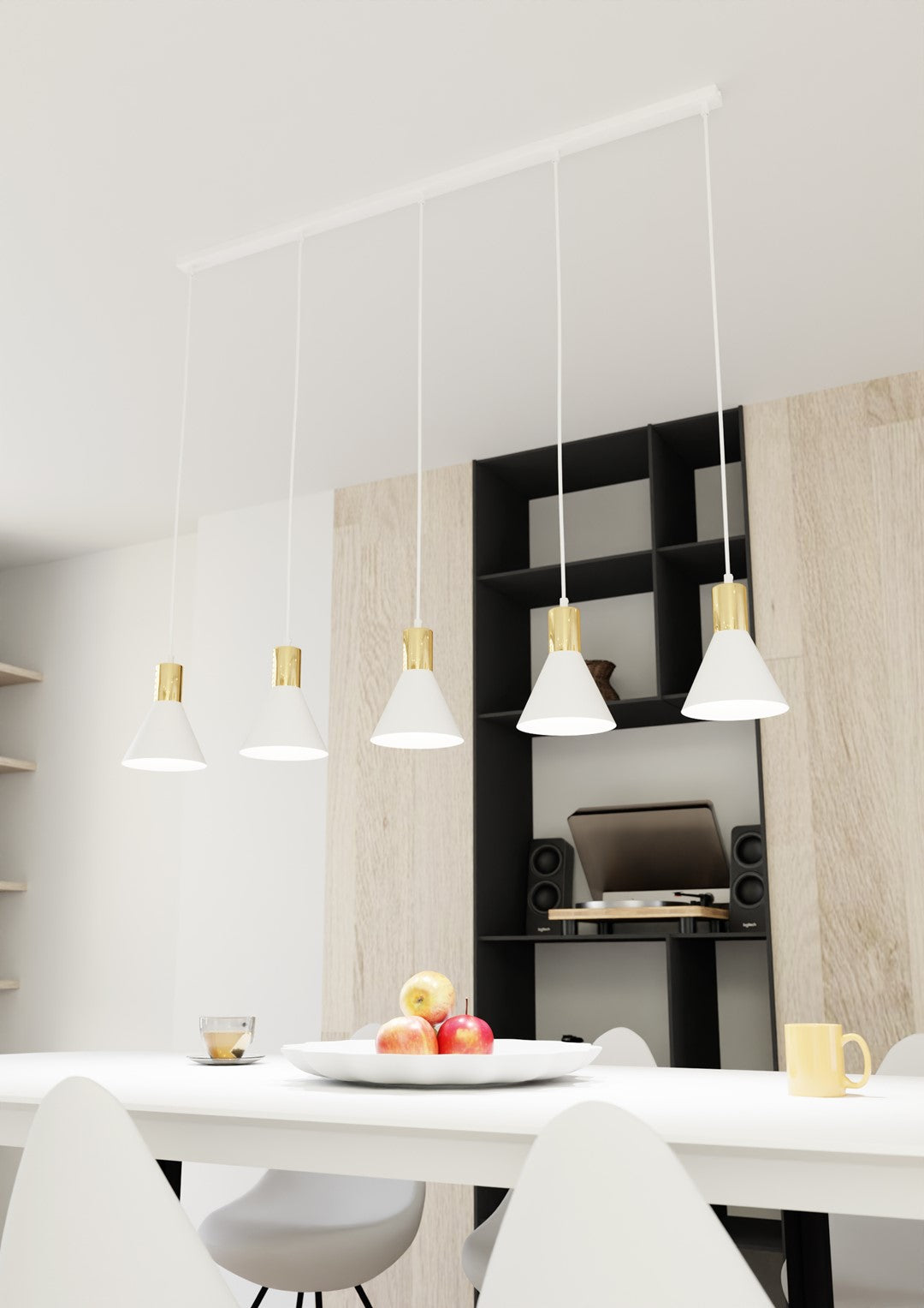 Loftlampe ROSA 5 - Hvid / Guld - Nordic Unique