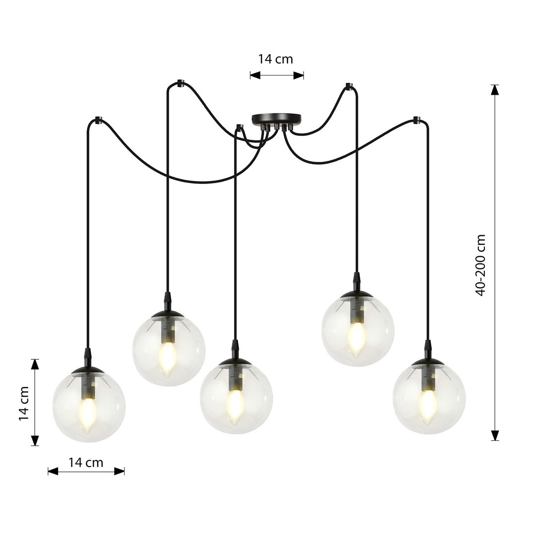 Loftlampe GIGI 5 BL Gennemsigtig - Sort - Nordic Unique