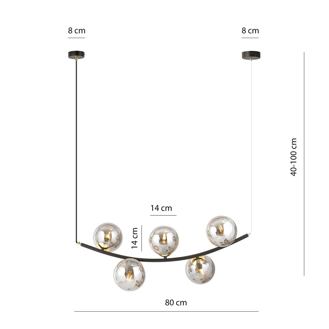 Loftlampe RITZ 5 - Sort / Grafit / Guld - Nordic Unique