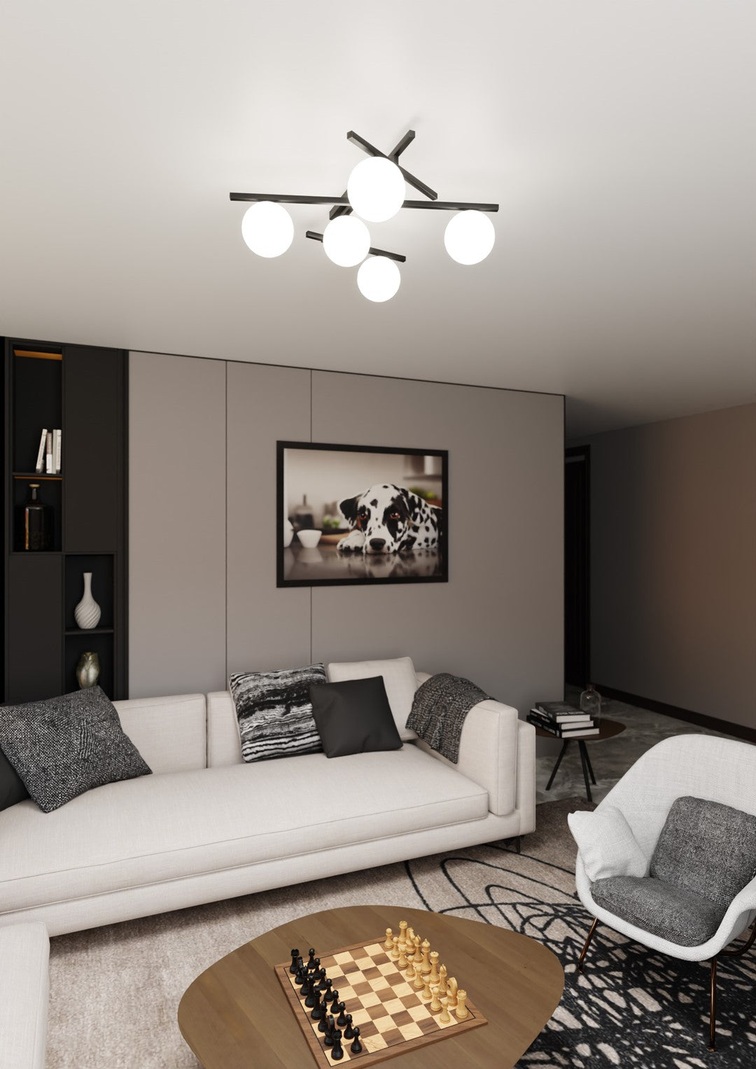 Loftlampe SMART 5 - Sort / Hvid - Nordic Unique