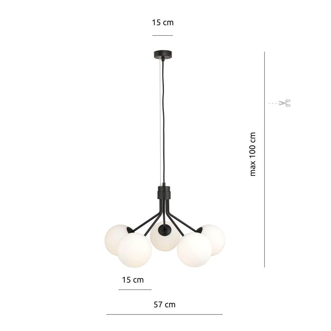 Loftlampe NOVA 5 - Sort / Hvid - Nordic Unique
