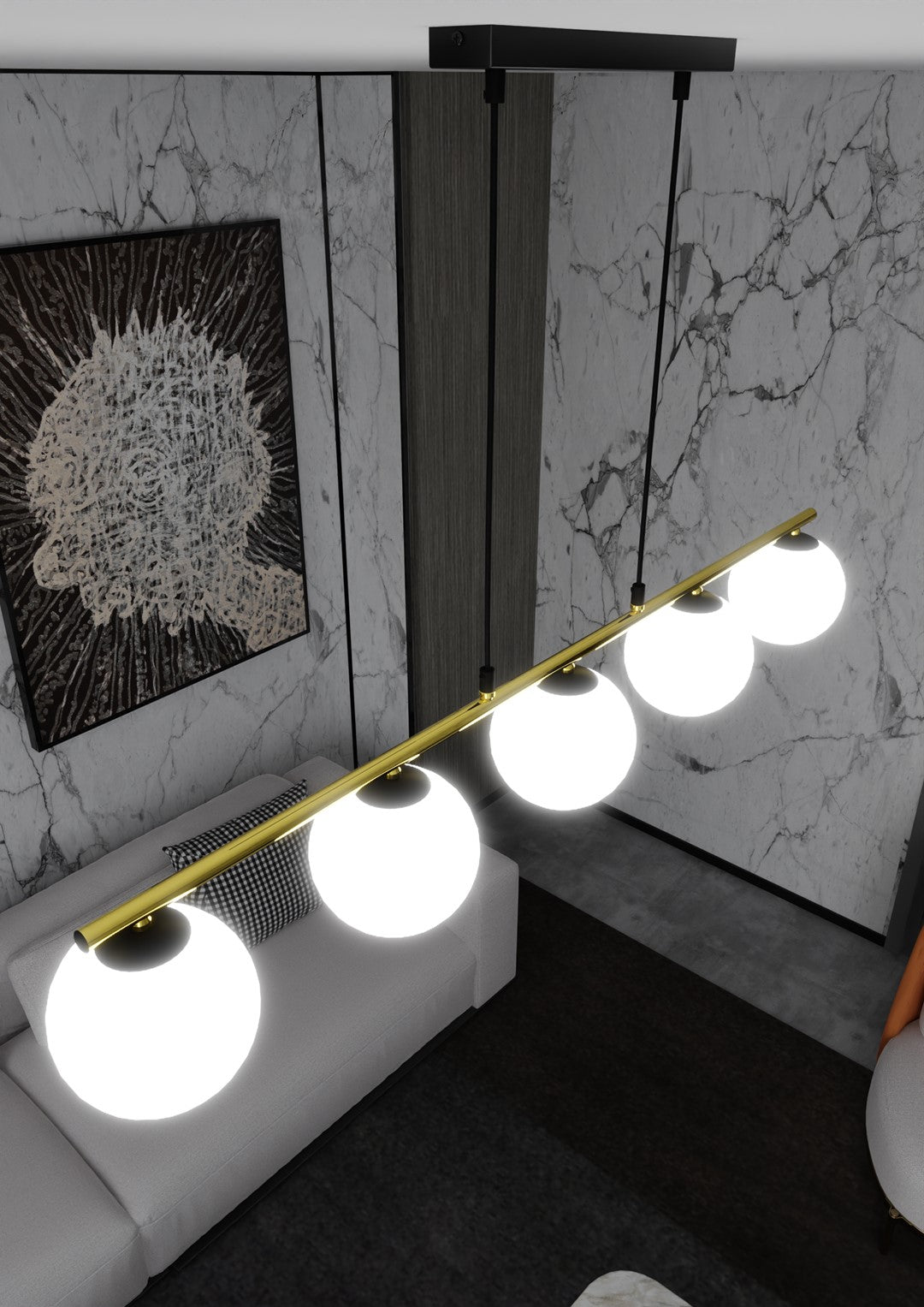 Loftlampe ALLE 5 - Sort / Hvid / Guld - Nordic Unique