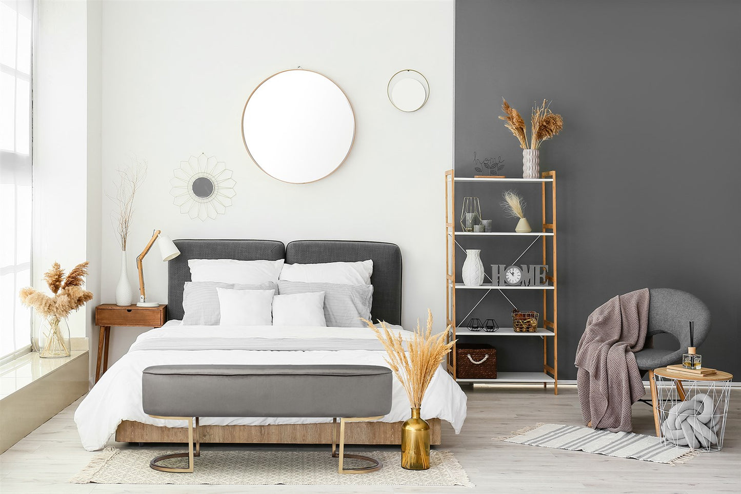 Bænk Pera 200 Grå / Guld - Nordic Unique