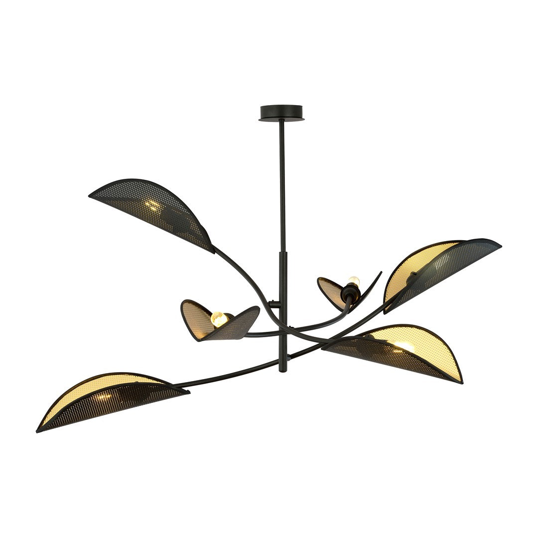 Loftlampe LOTUS 6 - Sort / Guld - Nordic Unique