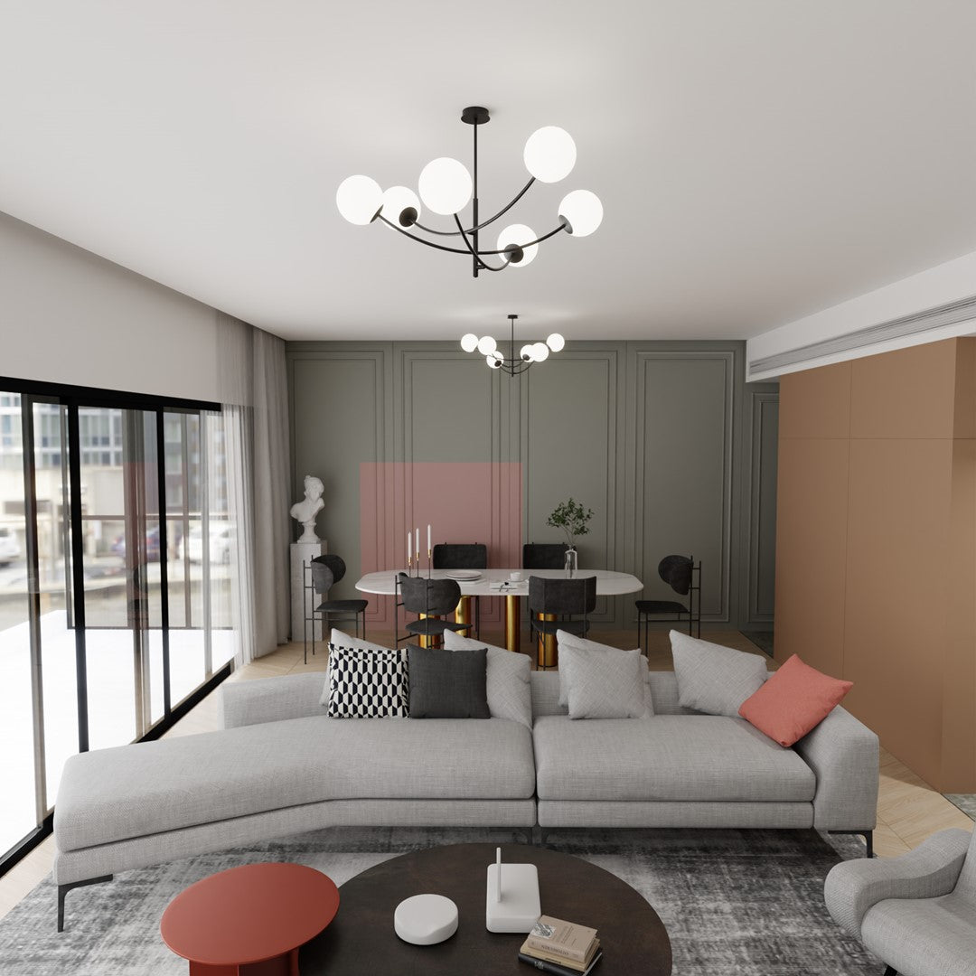 Loftlampe HUNTER 6 - Sort / Hvid - Nordic Unique