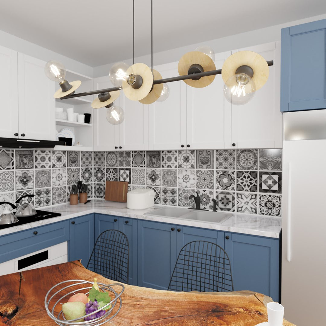 Loftlampe TOKEN 6 - Sort / Træ - Nordic Unique