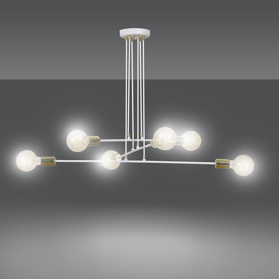 Loftlampe VESIO 6 - Hvid / Guld / Rav - Nordic Unique