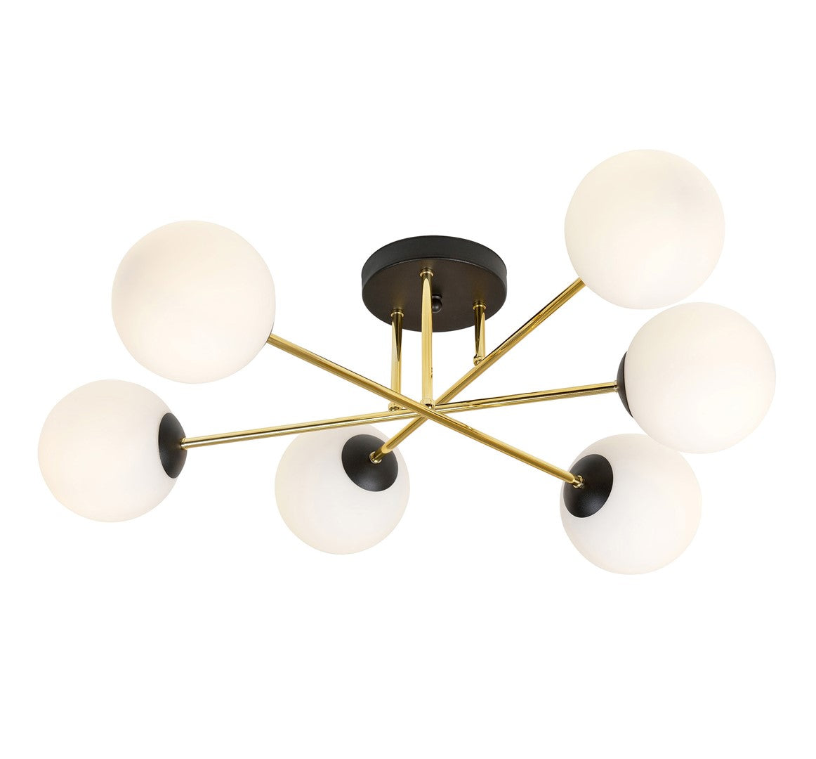 Loftlampe MAGNUM 6 - Sort / Guld / Hvid - Nordic Unique