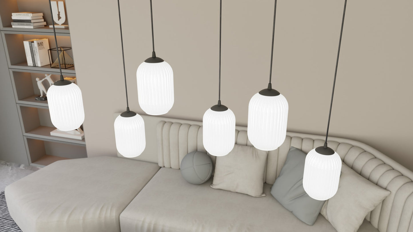 Loftlampe VERDI 6 - Sort / Hvid - Nordic Unique