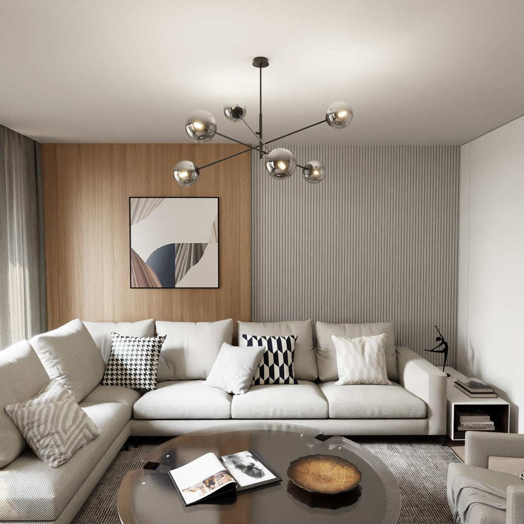 Loftlampe LINEAR 6 - Sort / Grafit - Nordic Unique