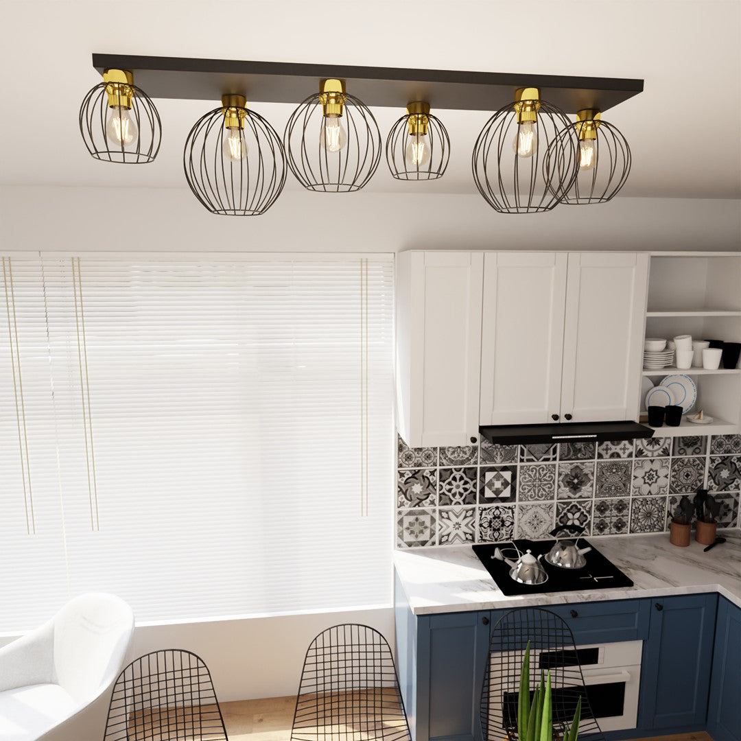 Loftlampe REDE 6 - Sort / Guld - Nordic Unique