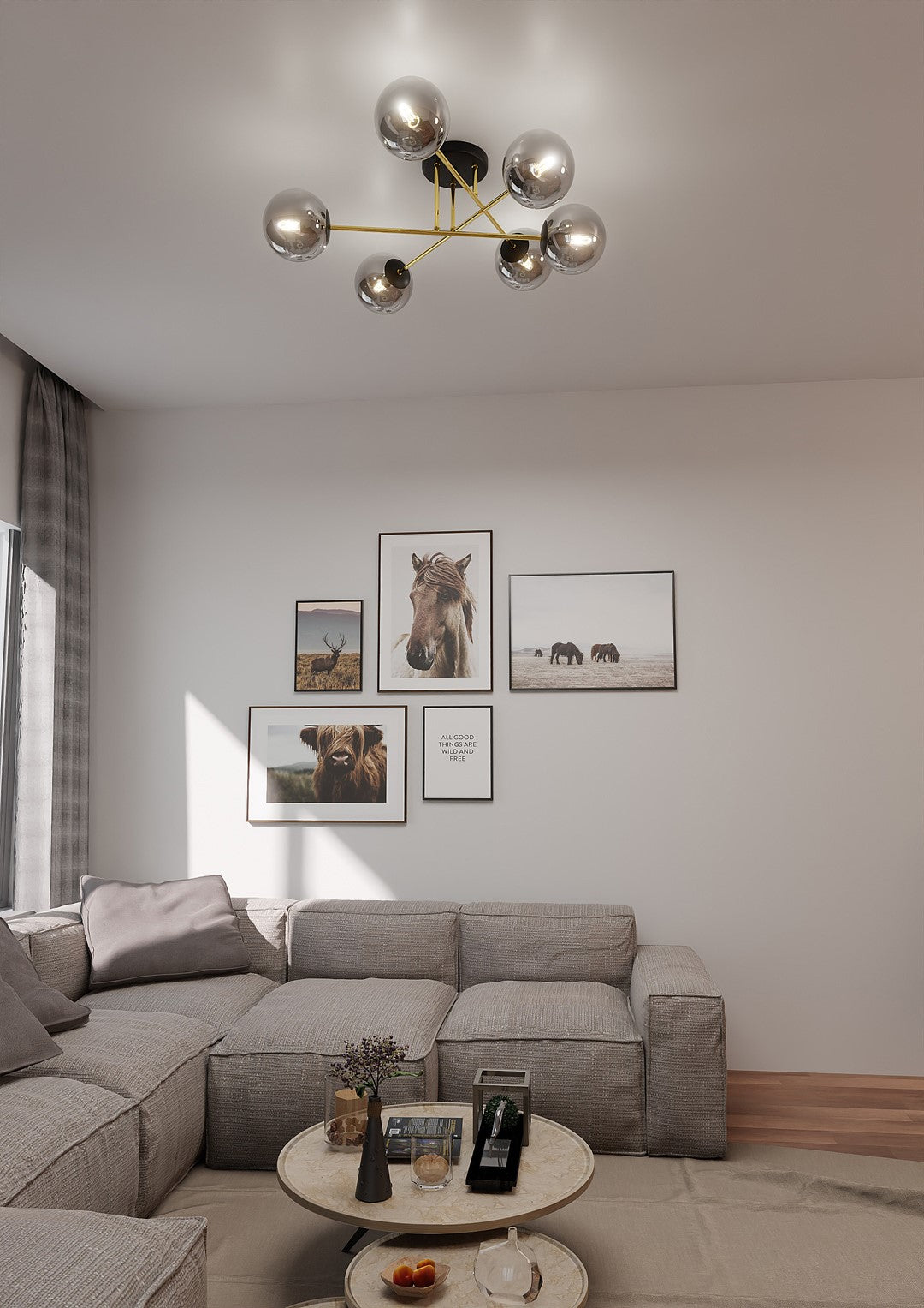 Loftlampe MAGNUM 6 - Sort / Grafit / Guld - Nordic Unique