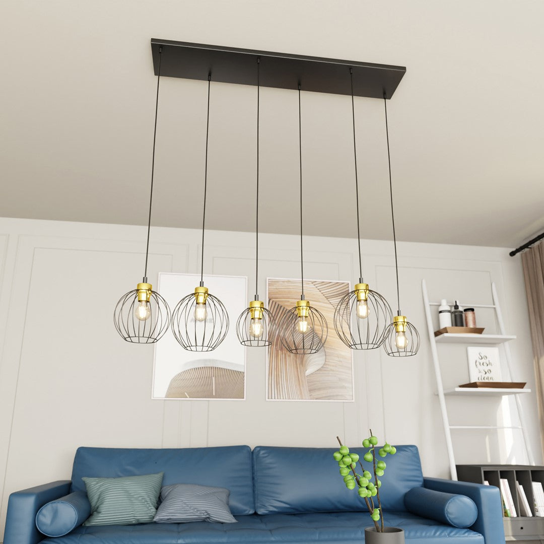 Loftlampe NANDO 6 - Sort / Guld - Nordic Unique
