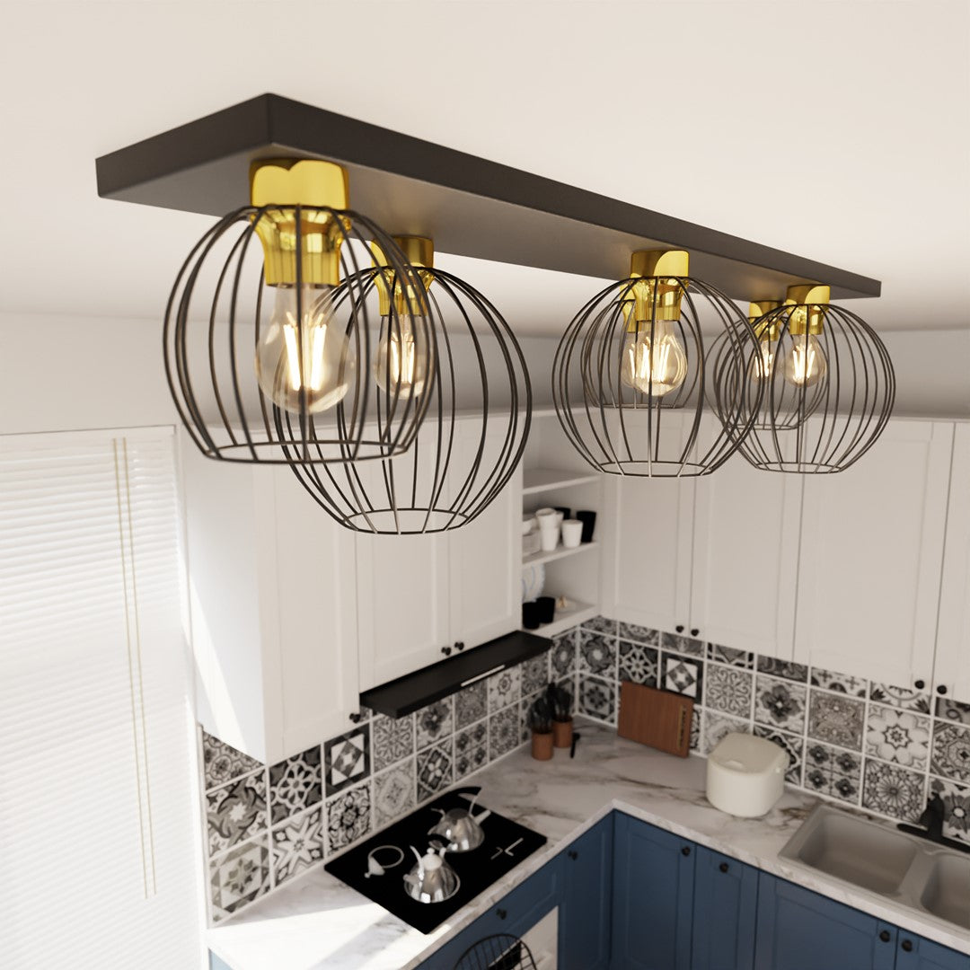 Loftlampe REDE 6 - Sort / Guld - Nordic Unique