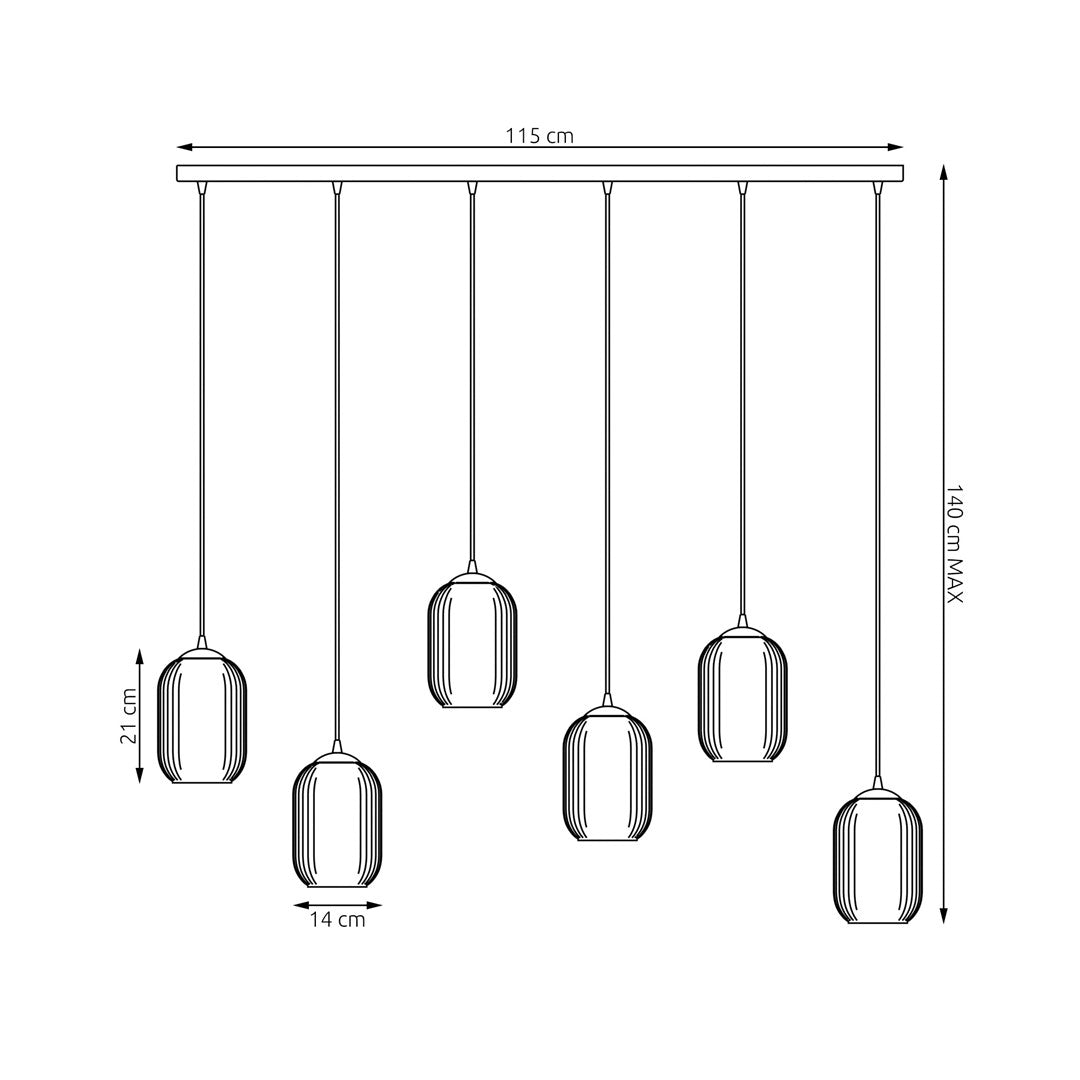 Loftlampe VERDI 6 - Sort / Hvid - Nordic Unique