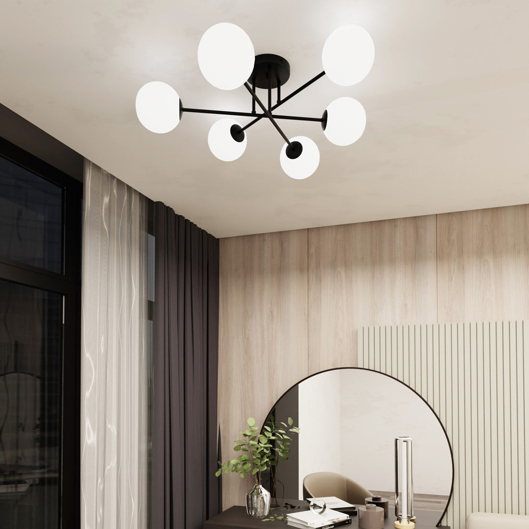 Loftlampe ROMA 6 - Sort / Hvid - Nordic Unique