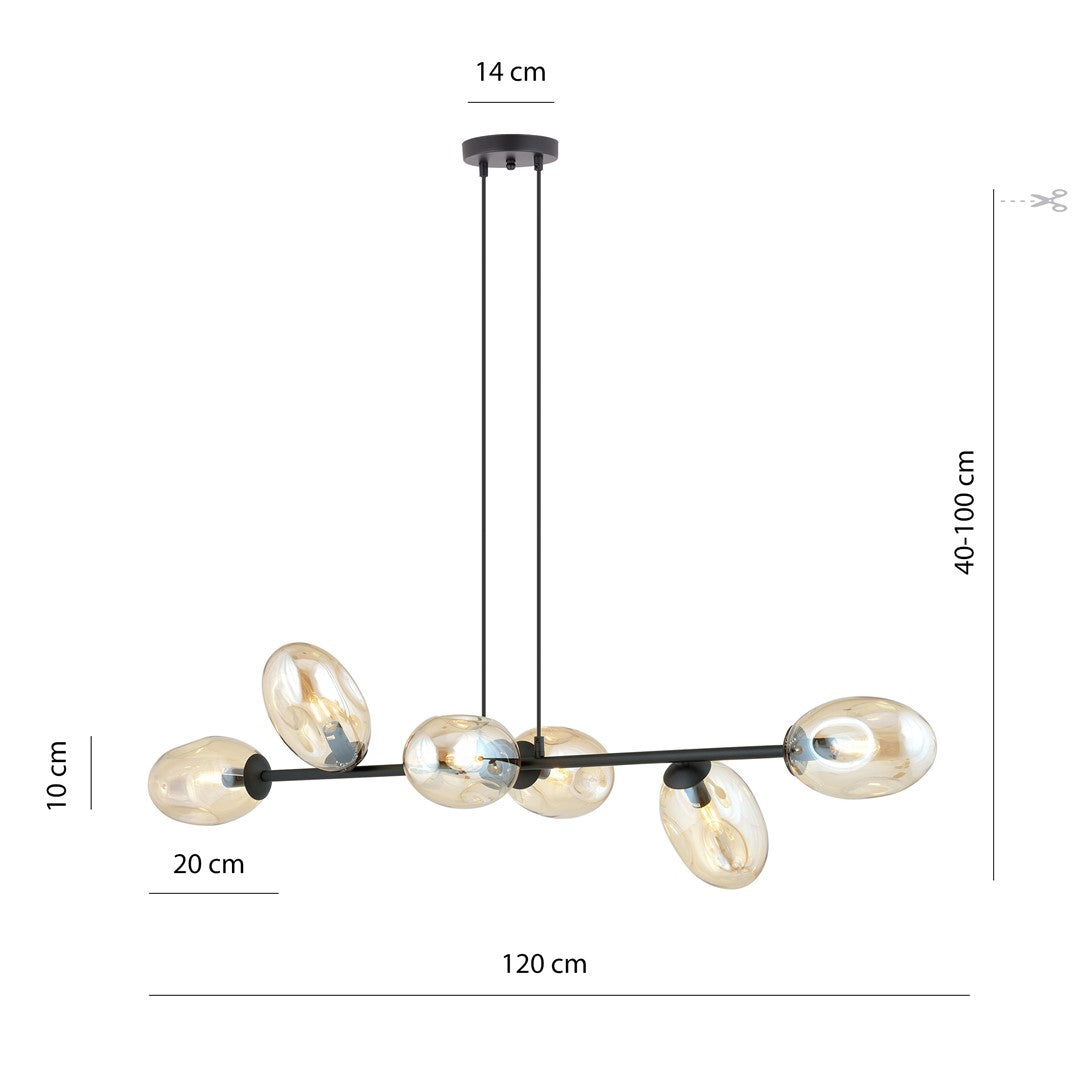 Loftlampe PANDORA 6 - Sort / Rav - Nordic Unique