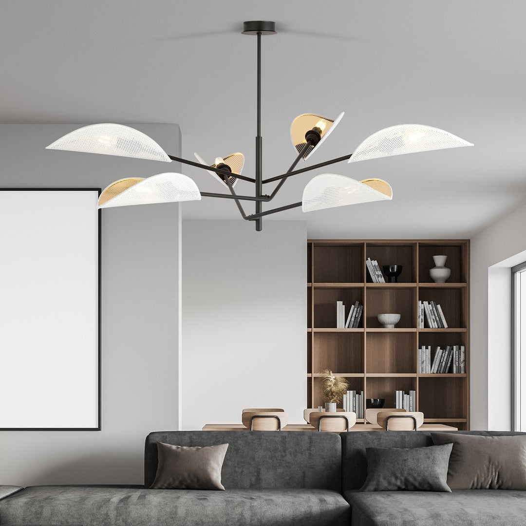 Loftlampe VENE 6 - Sort / Hvid / Guld - Nordic Unique