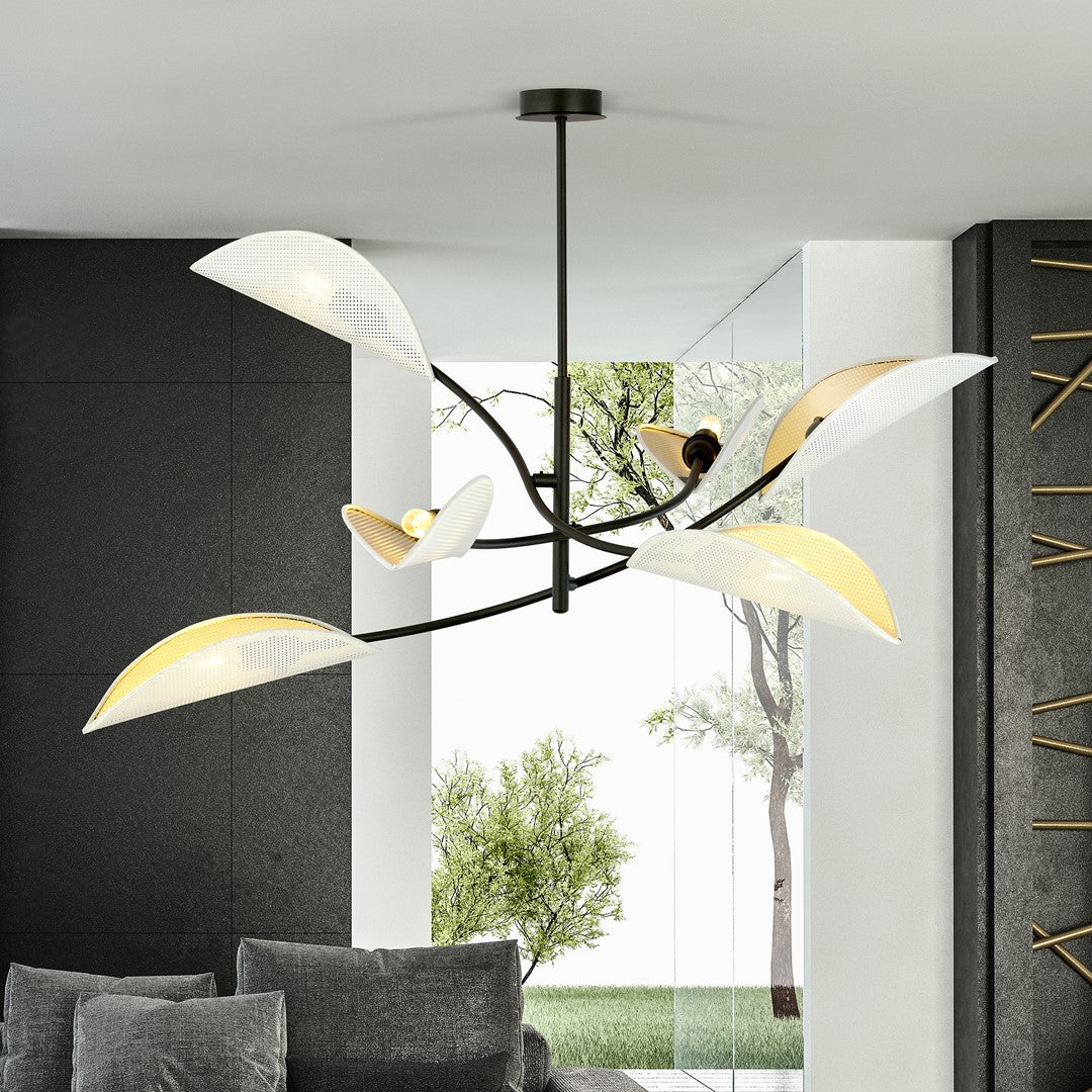 Loftlampe LOTUS 6 - Hvid / Guld - Nordic Unique