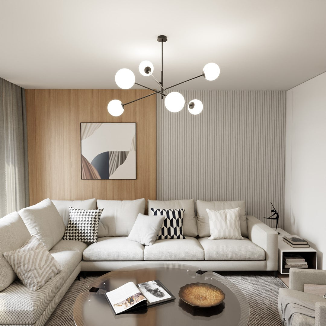 Loftlampe LINEAR 6 - Sort / Hvid - Nordic Unique