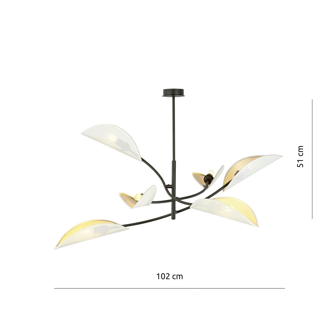 Loftlampe LOTUS 6 - Hvid / Guld - Nordic Unique