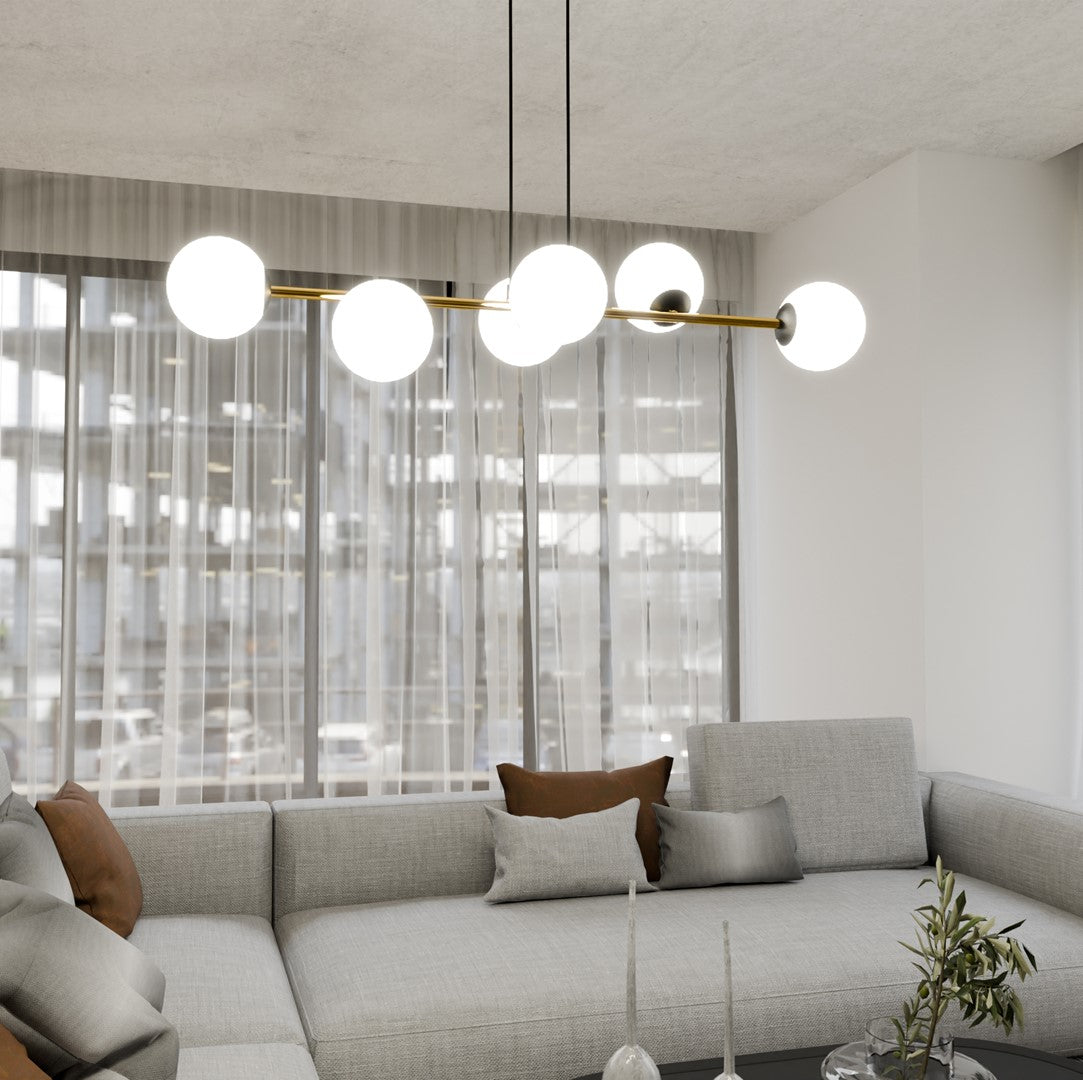 Loftlampe GRAVITY 6 - Sort / Hvid / Guld - Nordic Unique