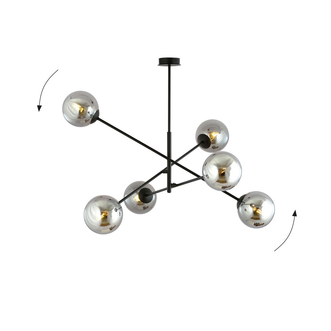 Loftlampe LINEAR 6 - Sort / Grafit - Nordic Unique
