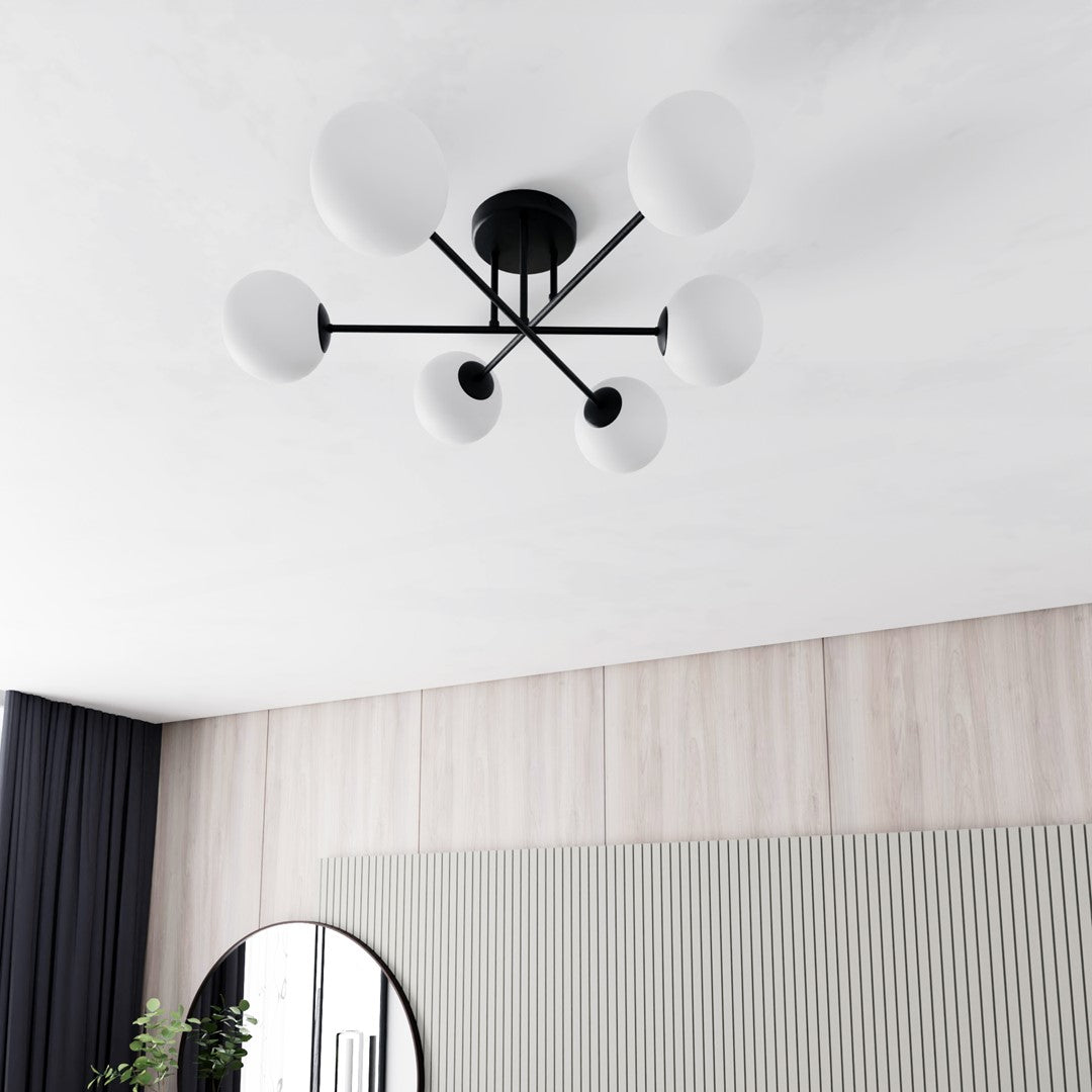 Loftlampe ROMA 6 - Sort / Hvid - Nordic Unique