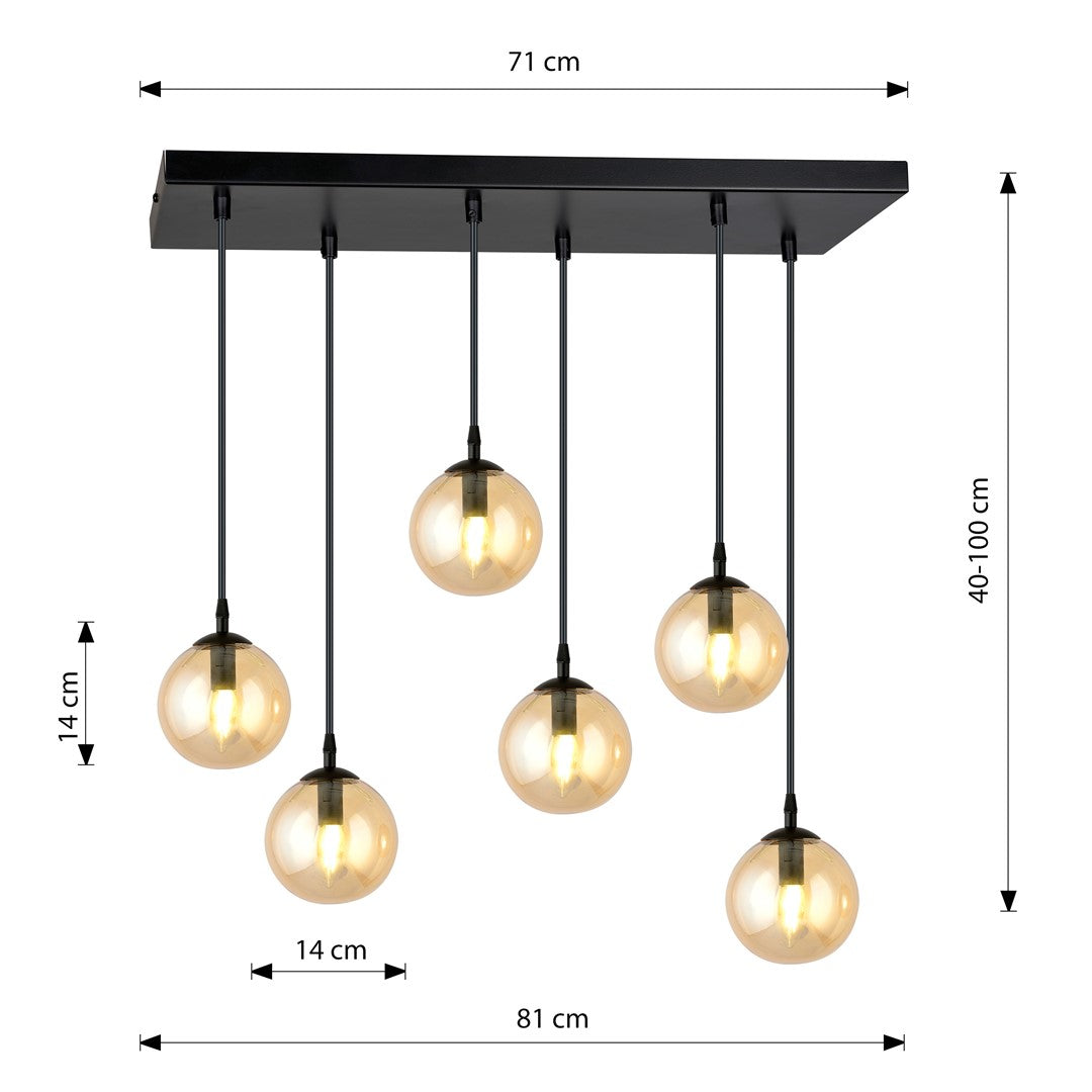 Loftlampe COSMO 6 - Sort / Rav - Nordic Unique