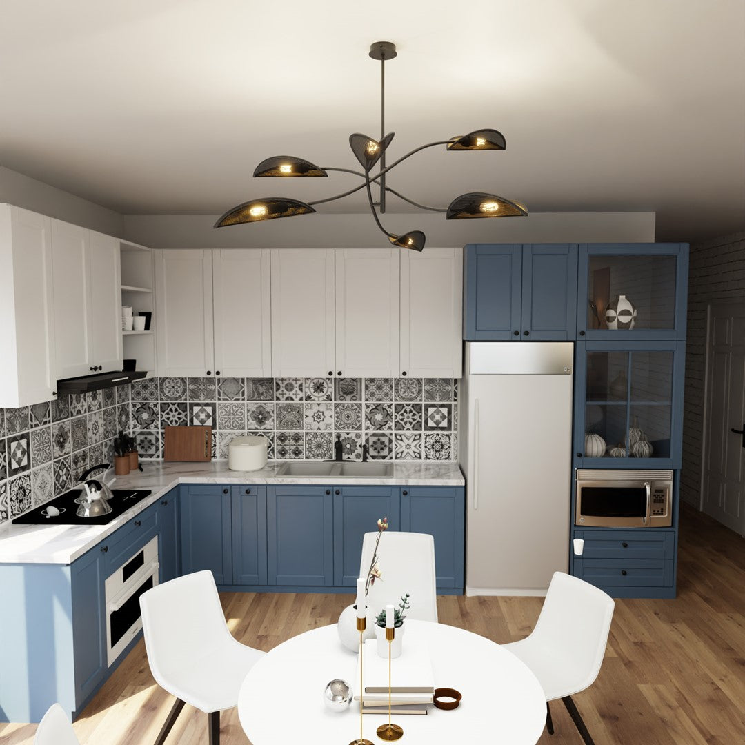 Loftlampe LOTUS 6 - Sort / Guld - Nordic Unique