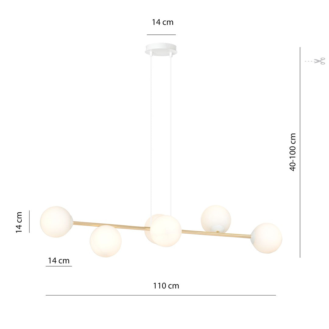 Loftlampe GRAVITY 6 - Hvid / Guld - Nordic Unique
