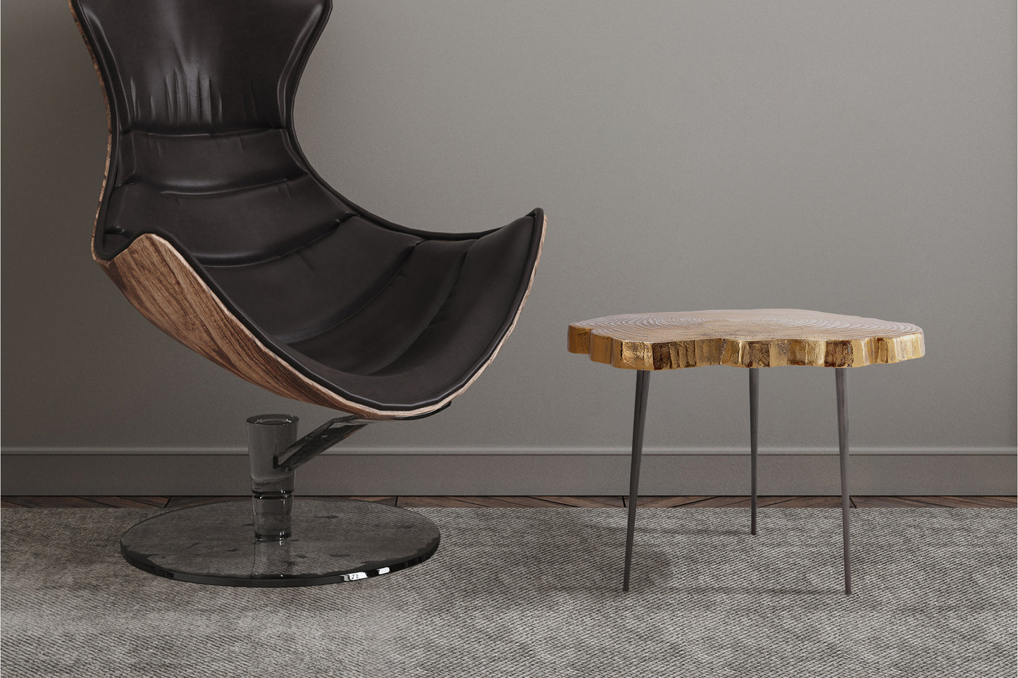Sidebord Wood Art 200 Guld - Nordic Unique