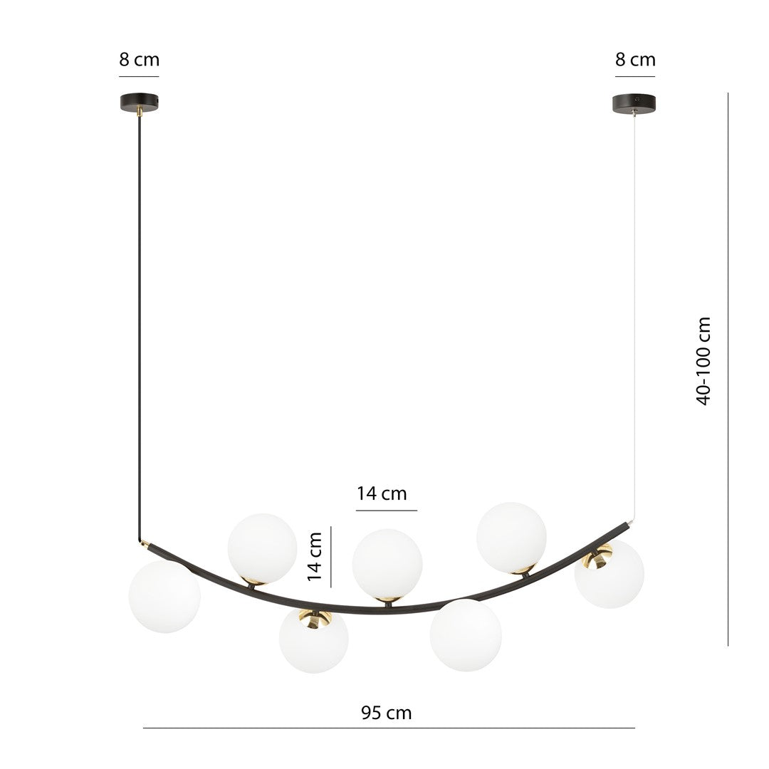 Loftlampe RITZ 7 - Sort / Hvid / Guld - Nordic Unique