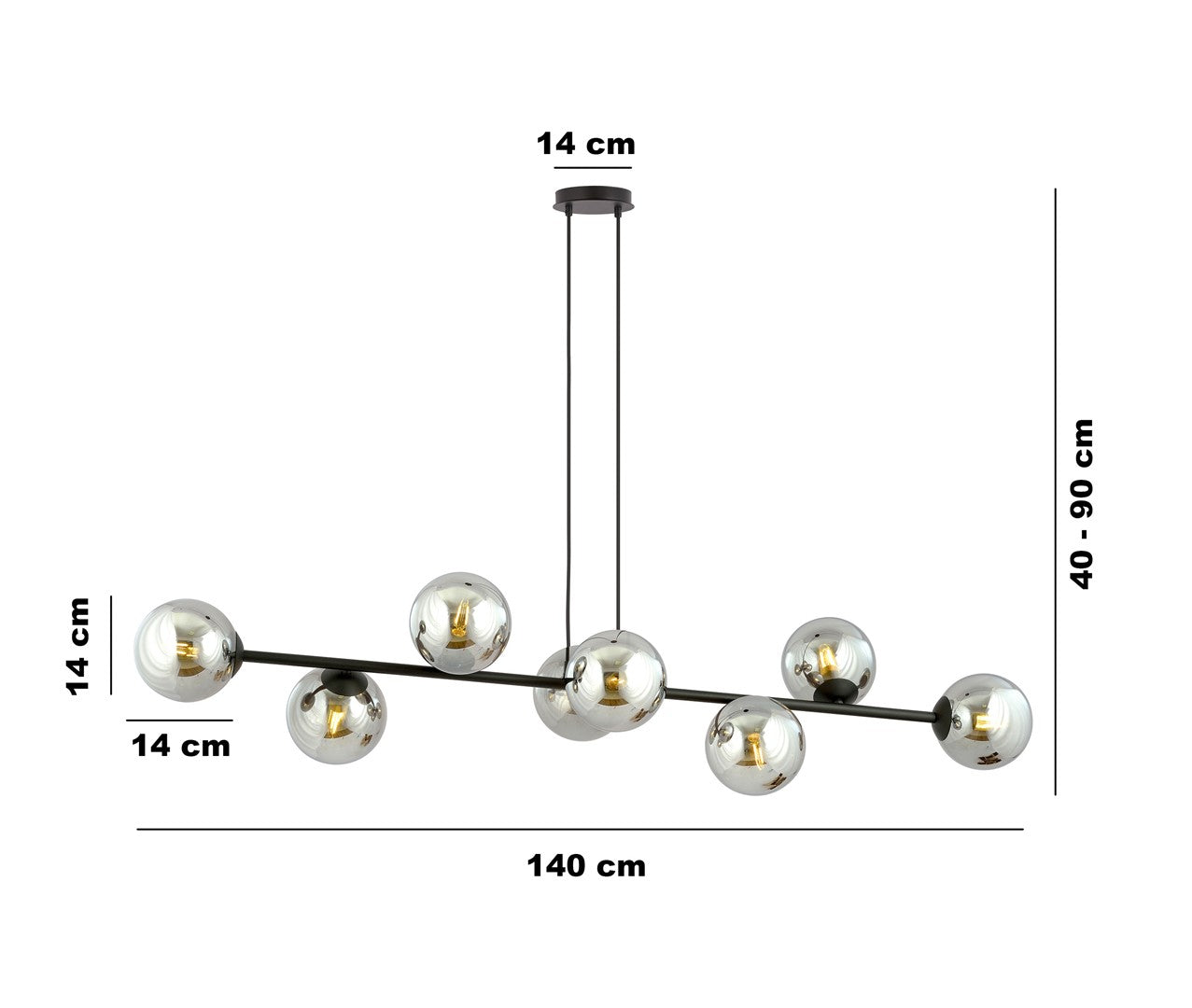 Loftlampe ROSSI 8 - Sort / Grafit - Nordic Unique