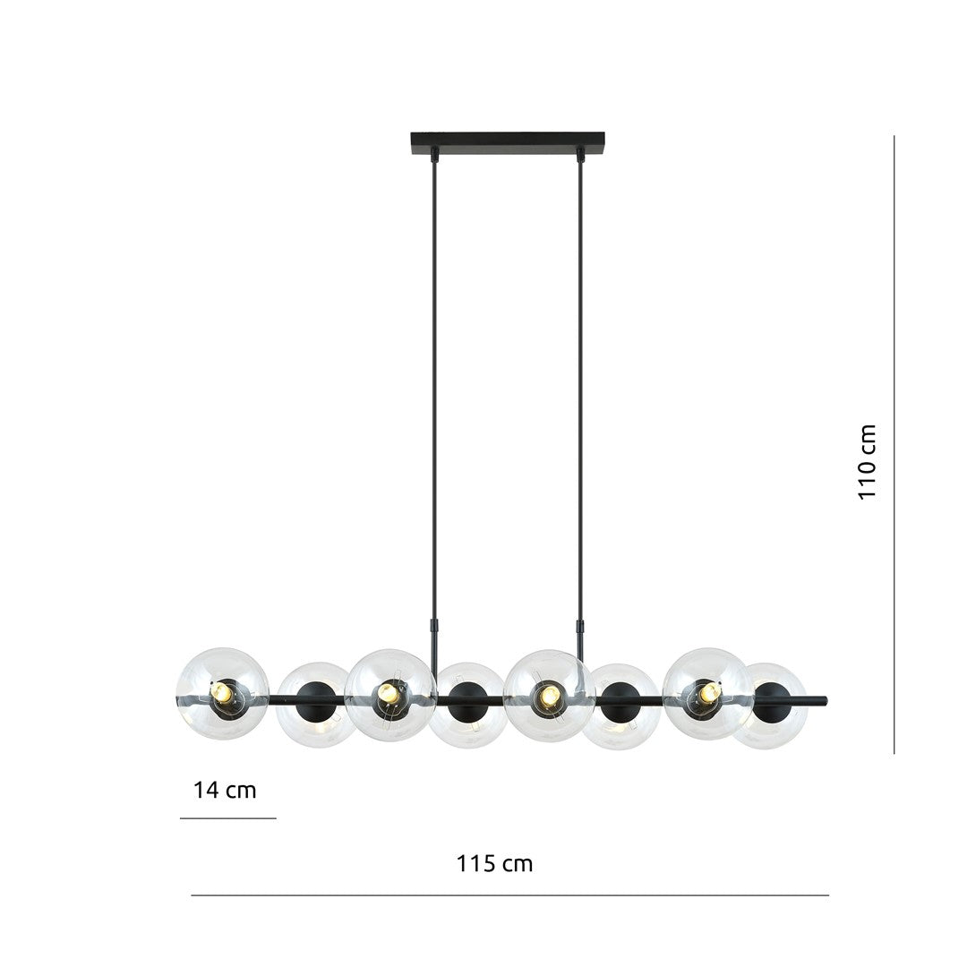 Loftlampe RORY 8 Gennemsigtig - Sort - Nordic Unique