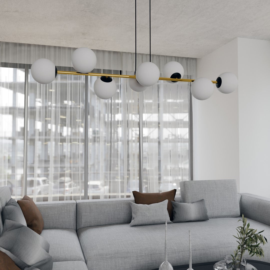 Loftlampe GRAVITY 8 - Sort / Hvid / Guld - Nordic Unique