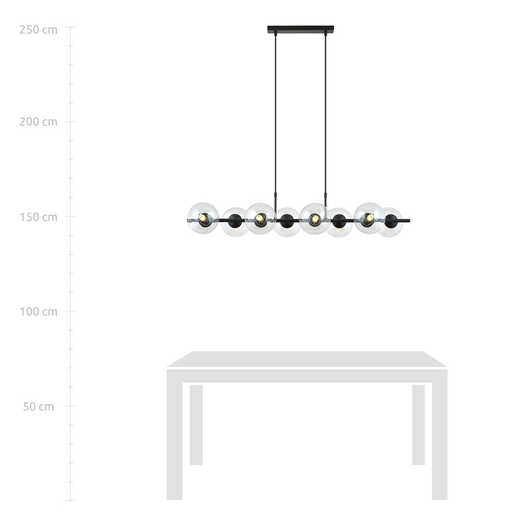 Loftlampe RORY 8 Gennemsigtig - Sort - Nordic Unique