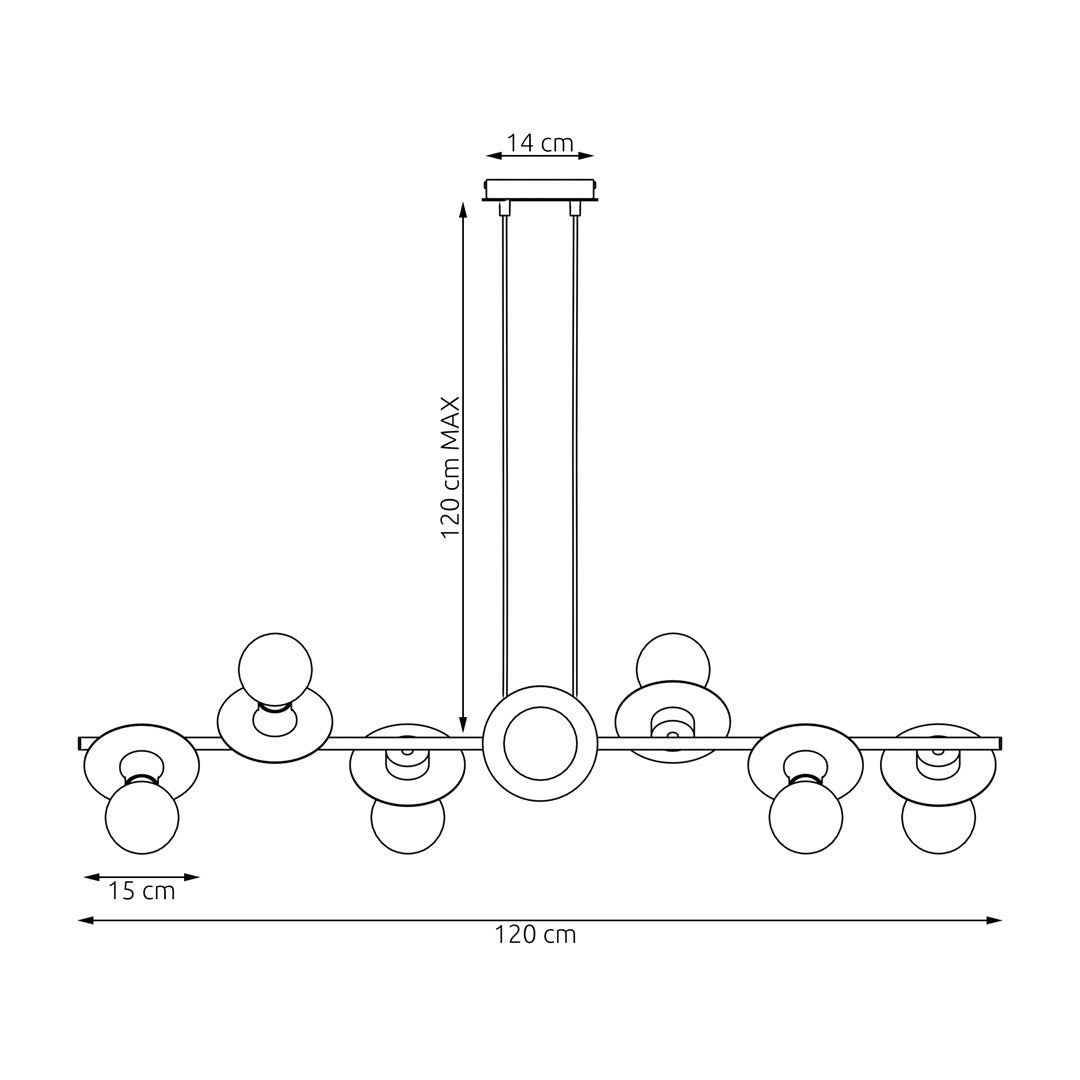 Loftlampe TOKEN 8 - Sort / Træ - Nordic Unique