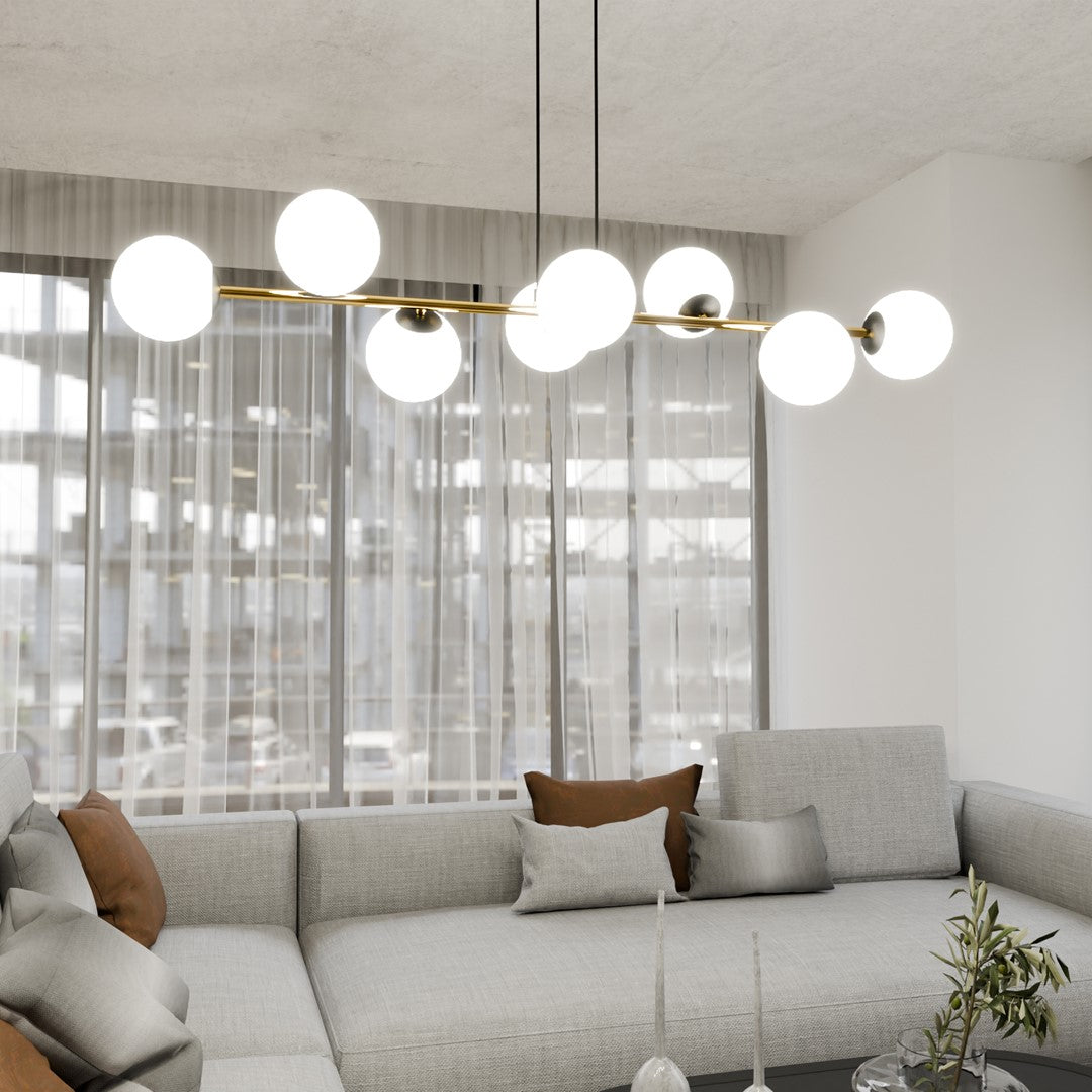 Loftlampe GRAVITY 8 - Sort / Hvid / Guld - Nordic Unique