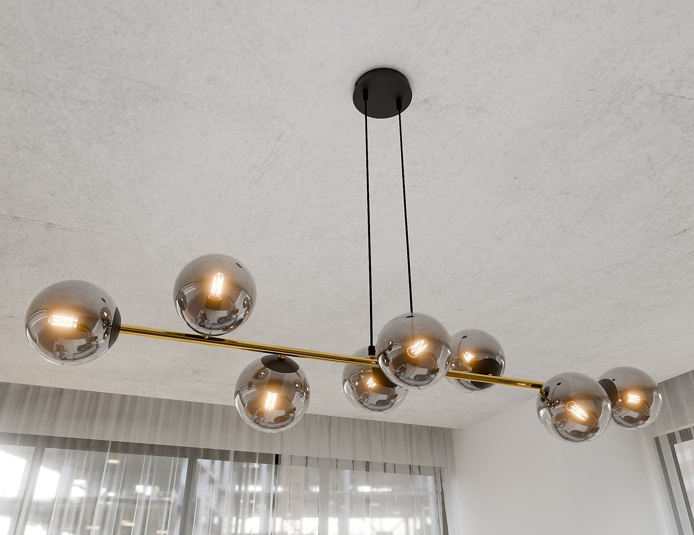 Loftlampe GRAVITY 8  Sort / Grafit / Guld - Nordic Unique