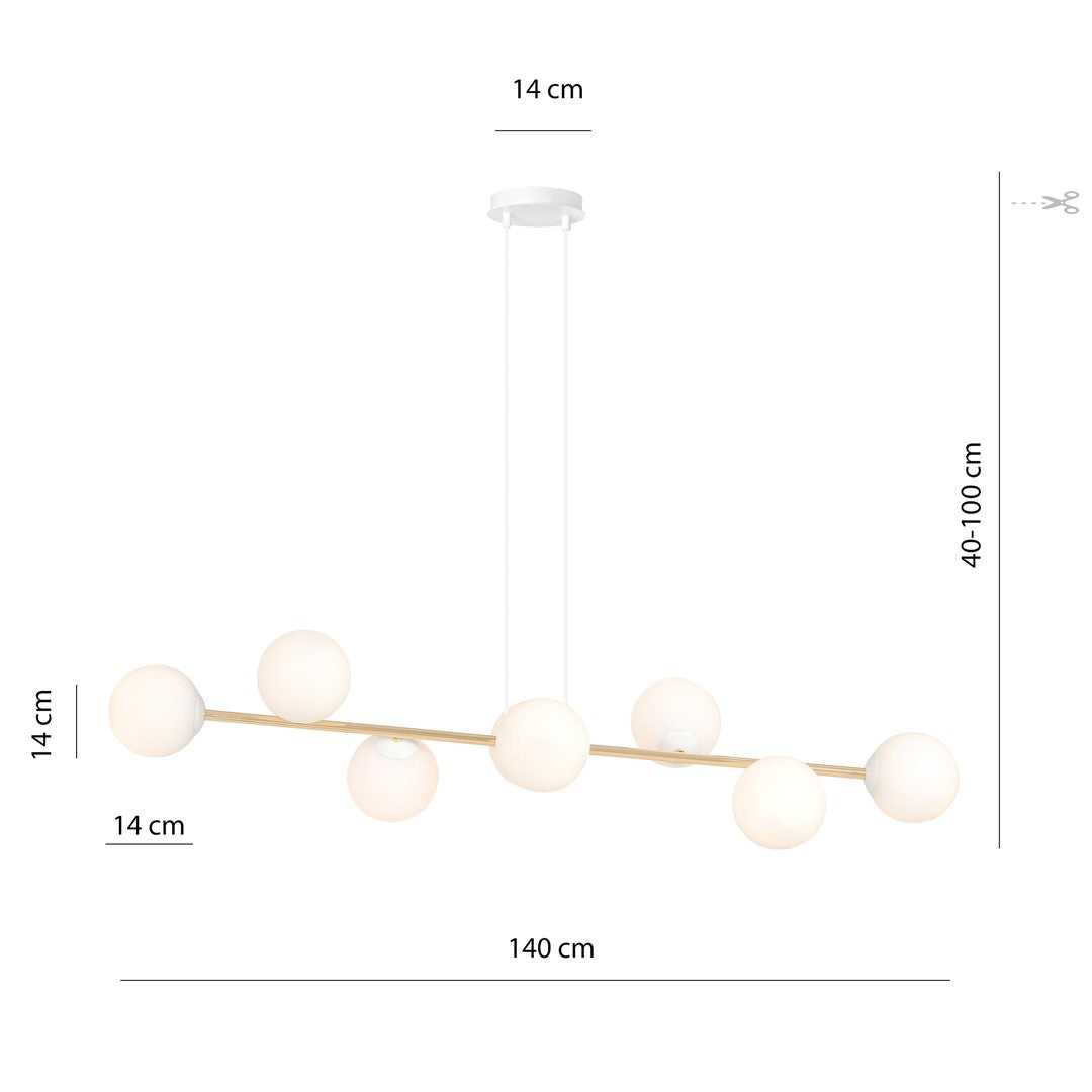 Loftlampe GRAVITY 8 - Hvid / Guld - Nordic Unique