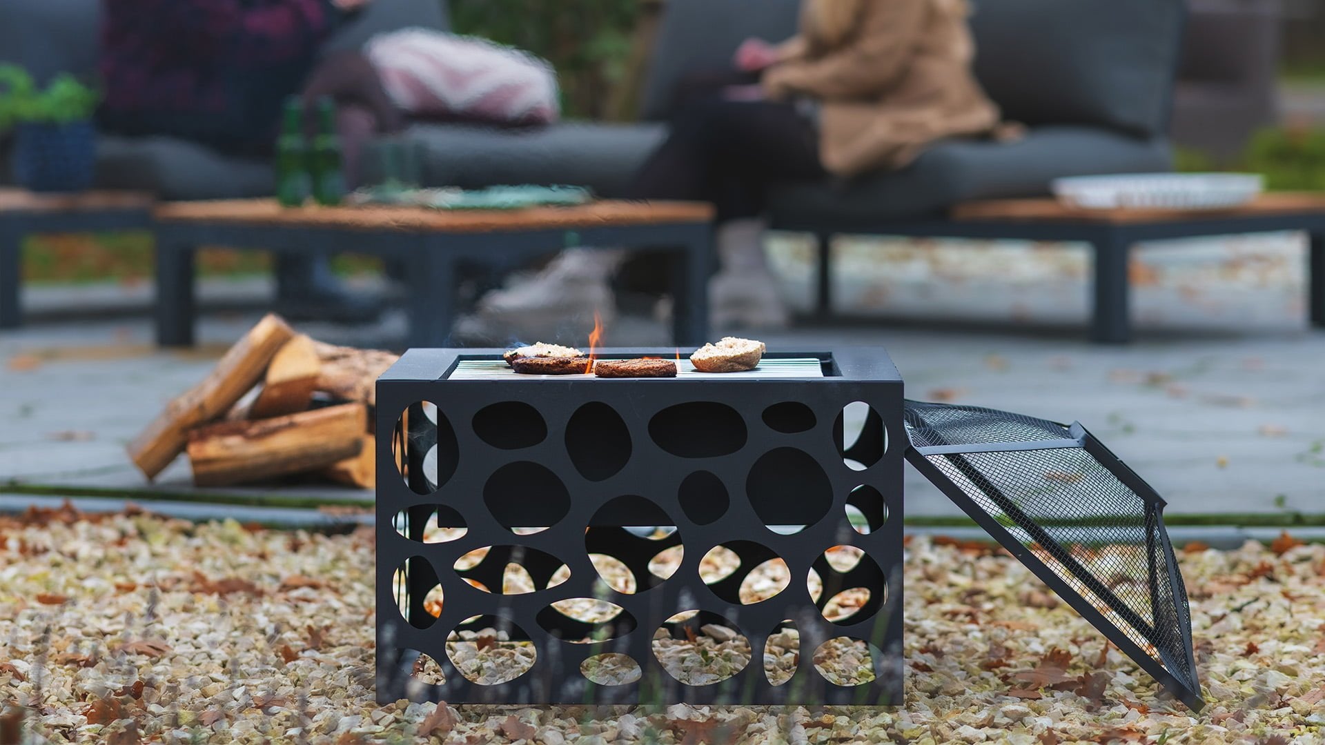 Mikor Bålfad Med Grillrist - Sort - Nordic Unique