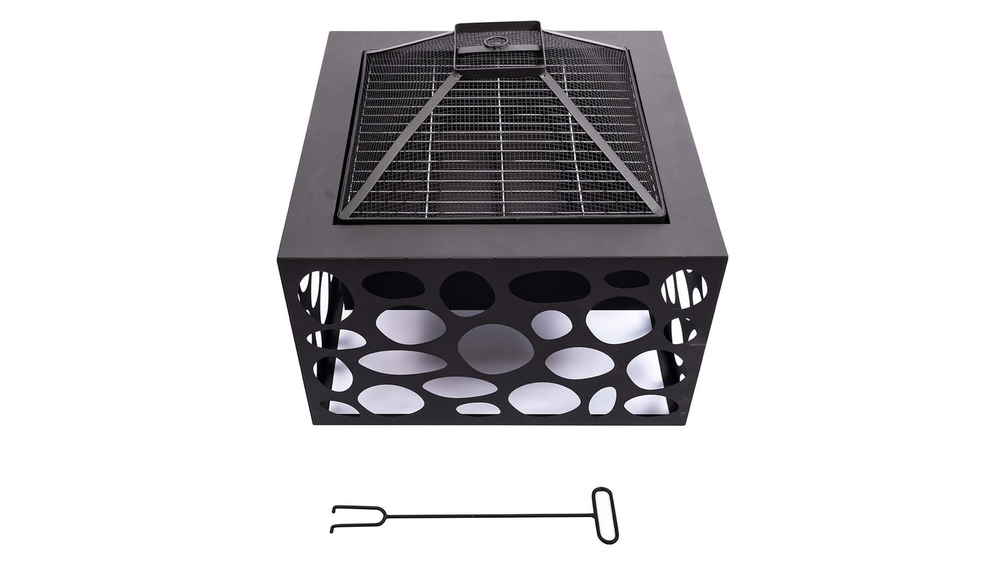 Mikor Bålfad Med Grillrist - Sort - Nordic Unique