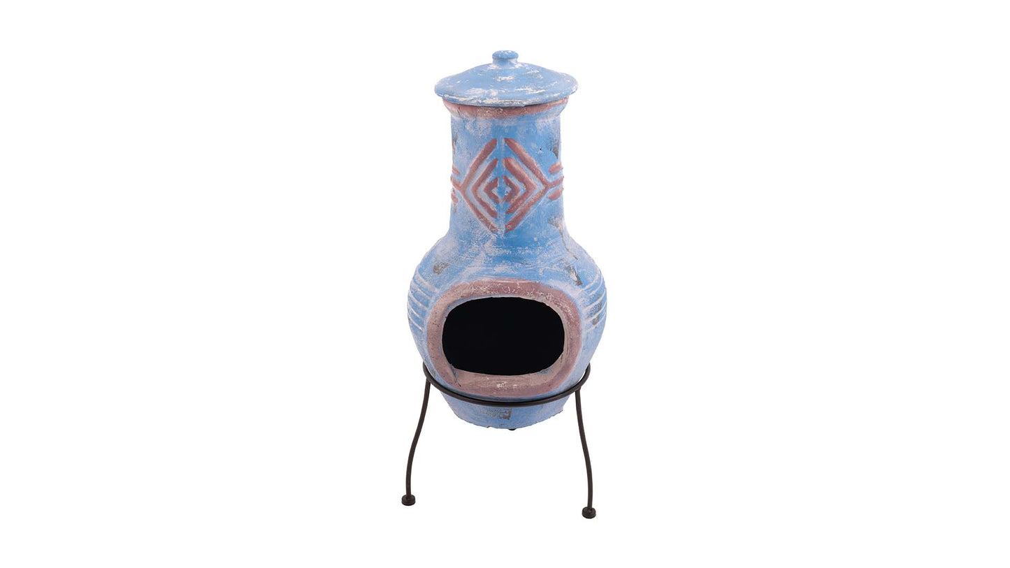 Colima Bålfad Mexicansk Lerpejs – Blå / Rød - Nordic Unique