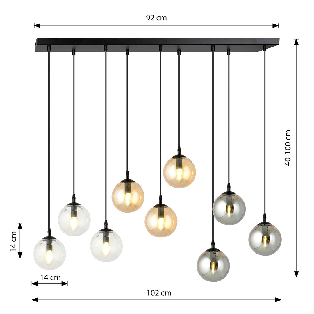 Loftlampe COSMO 9 - Sort / Grafit / Rav - Nordic Unique