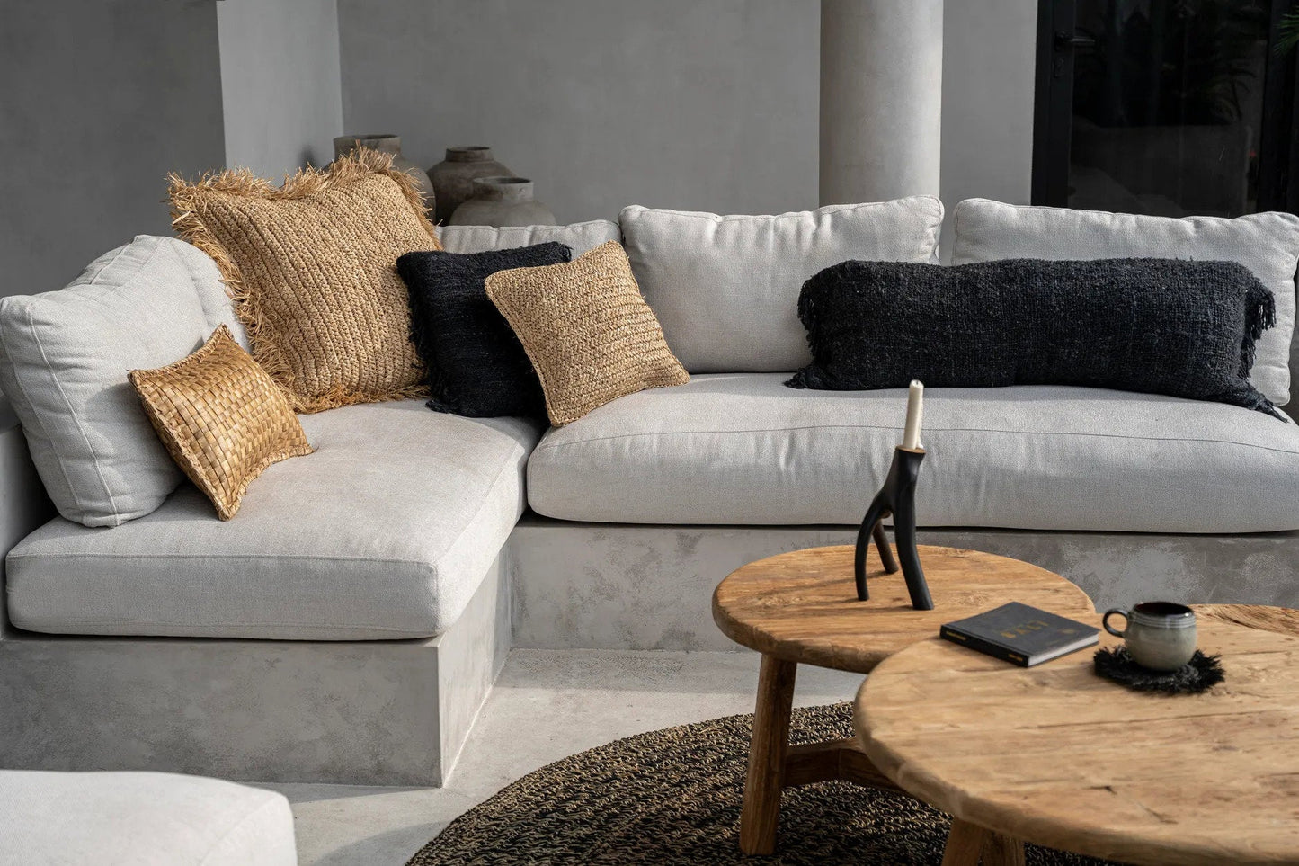 Raffia Pudebetræk Firkantet - Naturlig - 60x60 - Nordic Unique