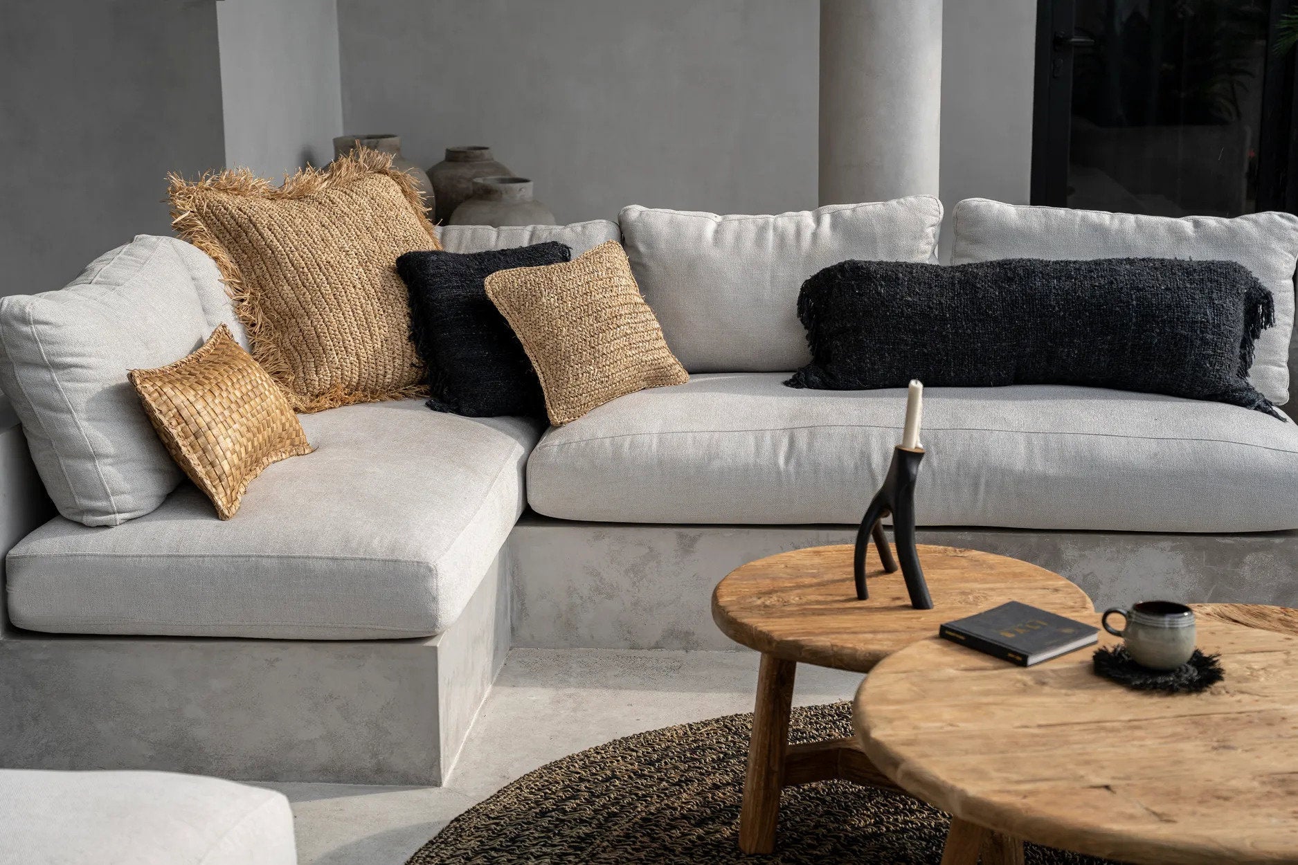 Raffia Pudebetræk Firkantet - Naturlig - 60x60 - Nordic Unique