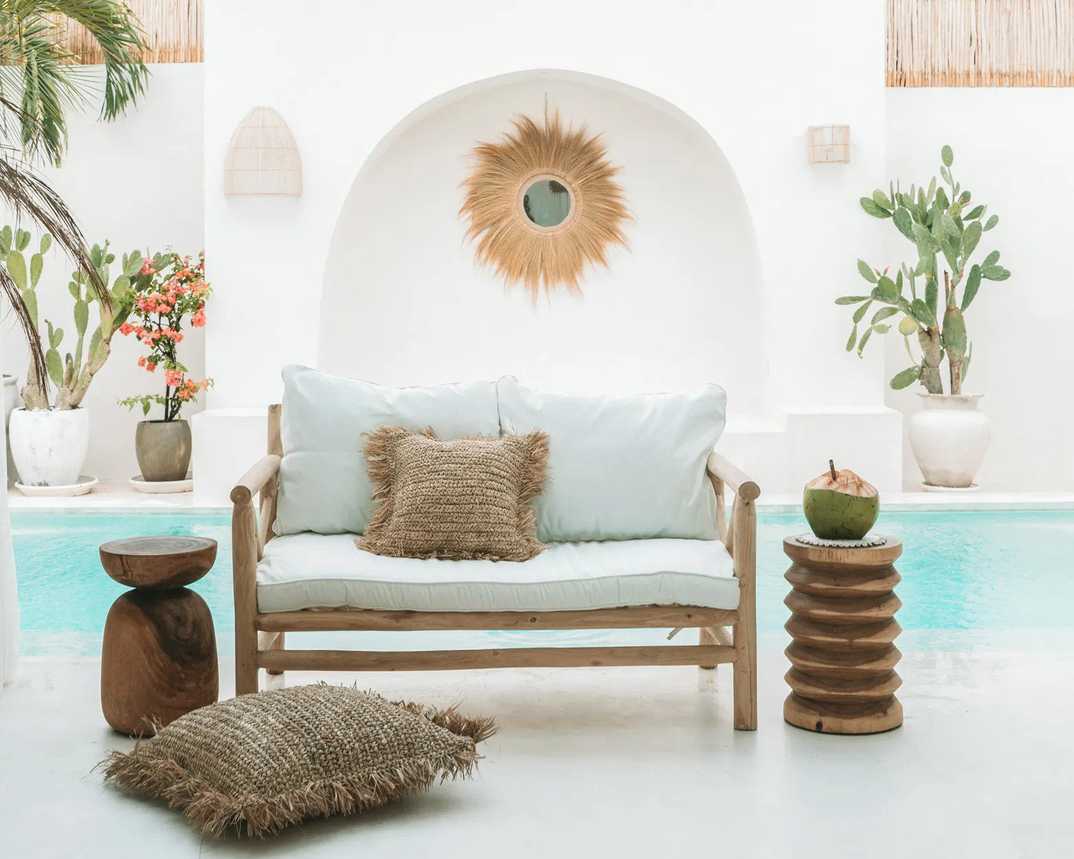 Raffia Pudebetræk Firkantet - Naturlig - 60x60 - Nordic Unique